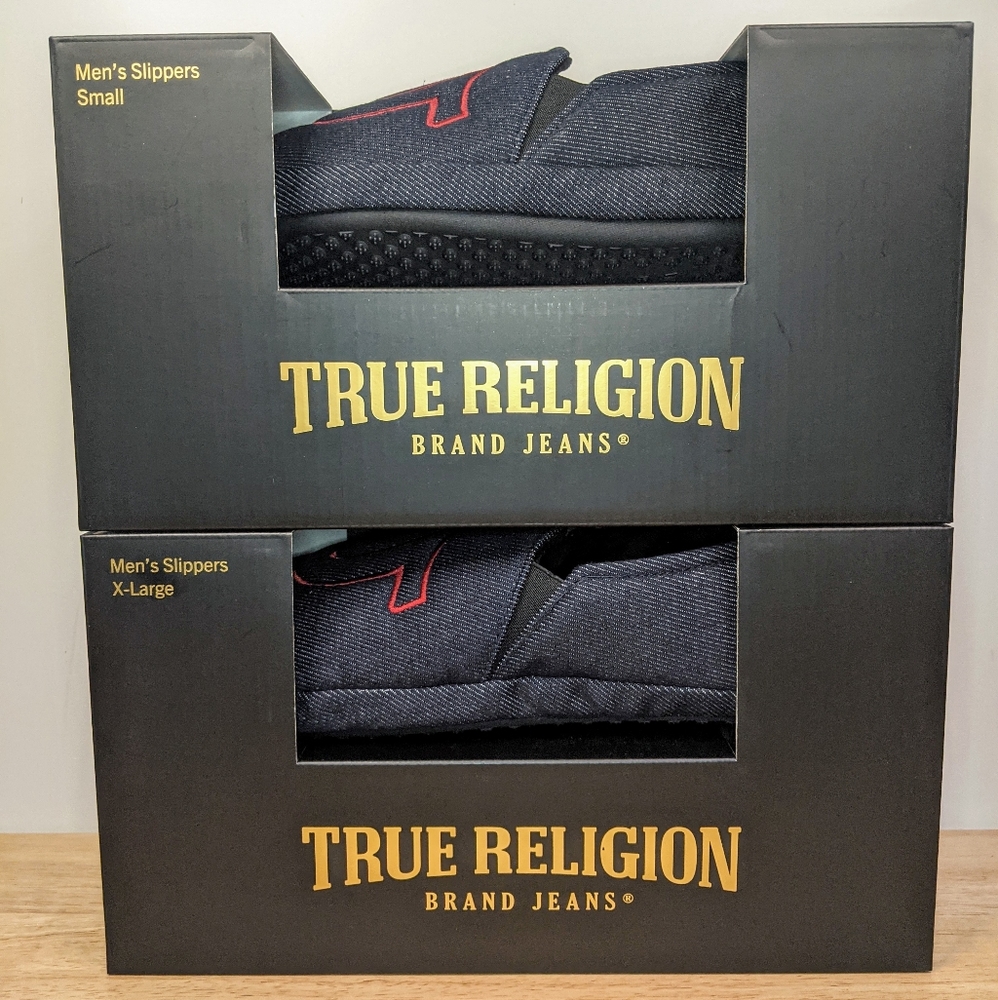 True Religion Men's Denim Moccasin Loafer Slippers